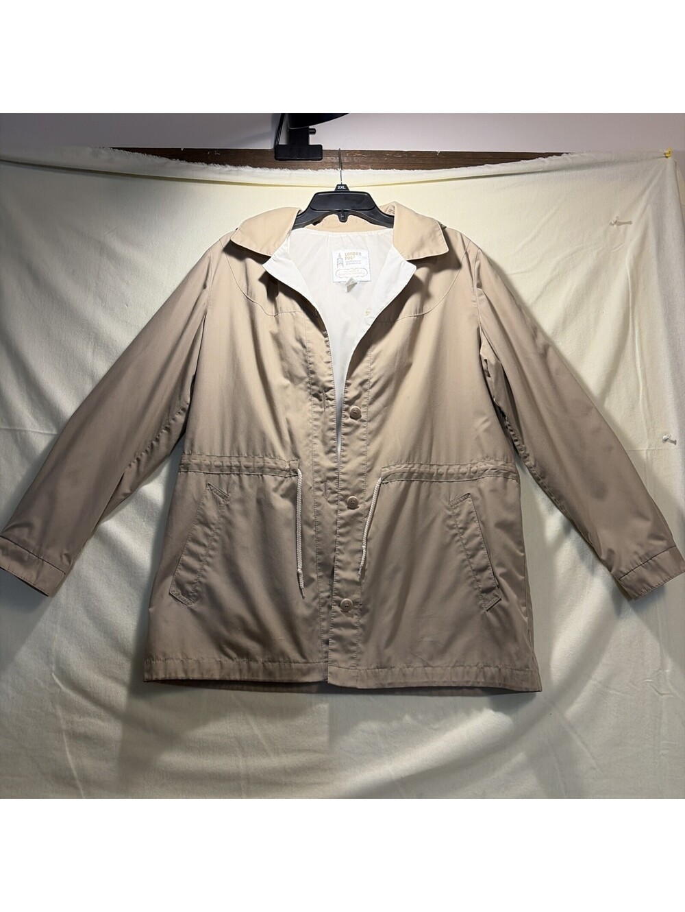 VTG London Fog Jacket SZ 13/14 Hooded Khaki Classic Quiet Luxury Light Academia
